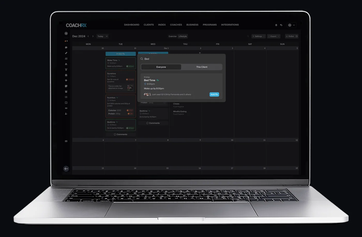 Calendar - Add Rx - Historical Search Results
