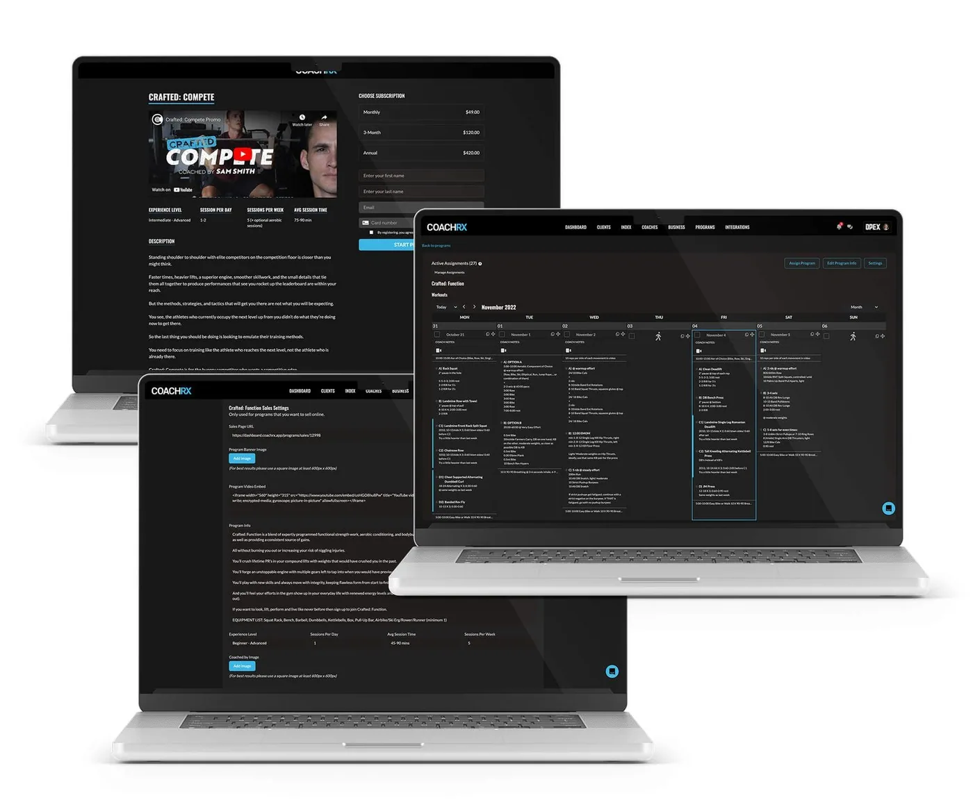Multi-screen CoachRx view laptops